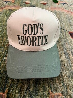 Altar'd State Two-Tone 'GOD'S FAVORITE' Cap in White and Sage